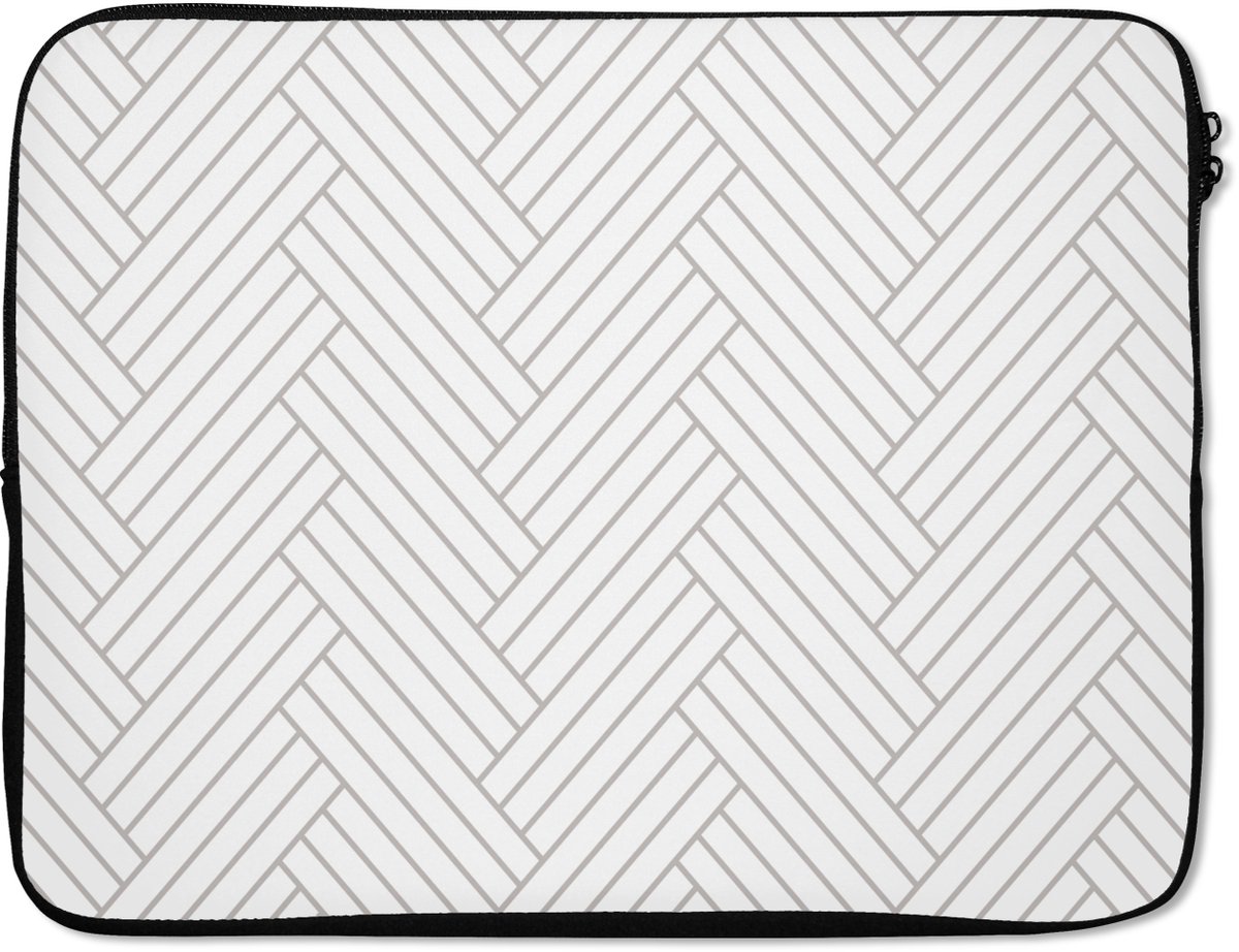 Laptophoes 17 inch - Grafisch - Patroon - Modern - Geweven - Laptop sleeve - Binnenmaat 41x28 cm - Zwarte achterkant