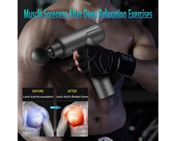 Massagepistool voor diepe weefsels, elektrisch spiermassagepistool voor rug- en nekpijn, handmassageapparaat, percussiemassageapparaat met 6 koppen (op plantenbasis)