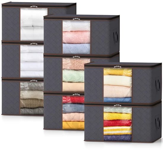Set of 6 Transparent Clothing Storage Bags 60L, PP Storage Bag