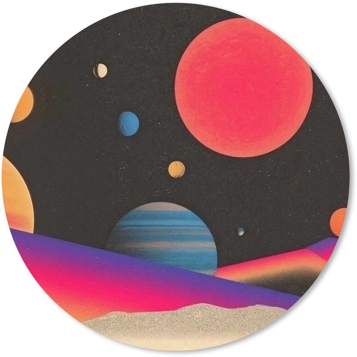 Muismat rond 50x50 cm - Mousepad Hemel - Planeten - Felgekleurd - Ronde muismatten