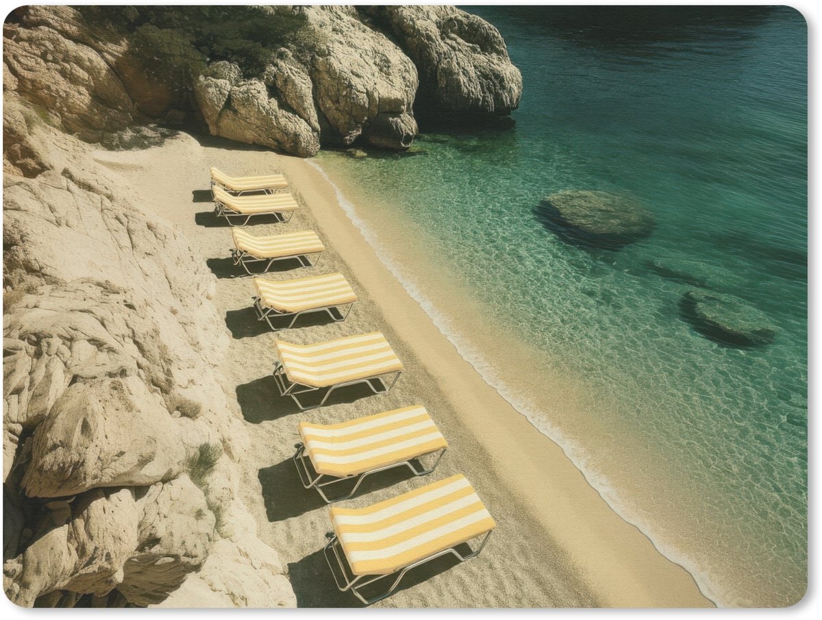 Muismat 23x19 cm - Mousepad Strandbedden - Zee - Stenen - Baai - Muismatten
