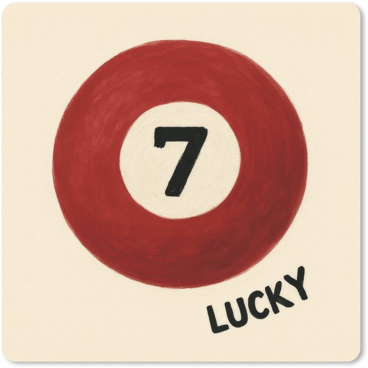 Muismat 20x20 cm - Mousepad Cirkel - Zeven - Lucky - Rood - Muismatten