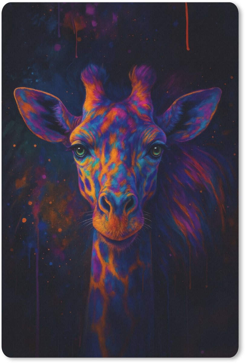Muismat 18x27 cm - Mousepad Giraffe - Gekleurd - Verfspatten - Muismatten