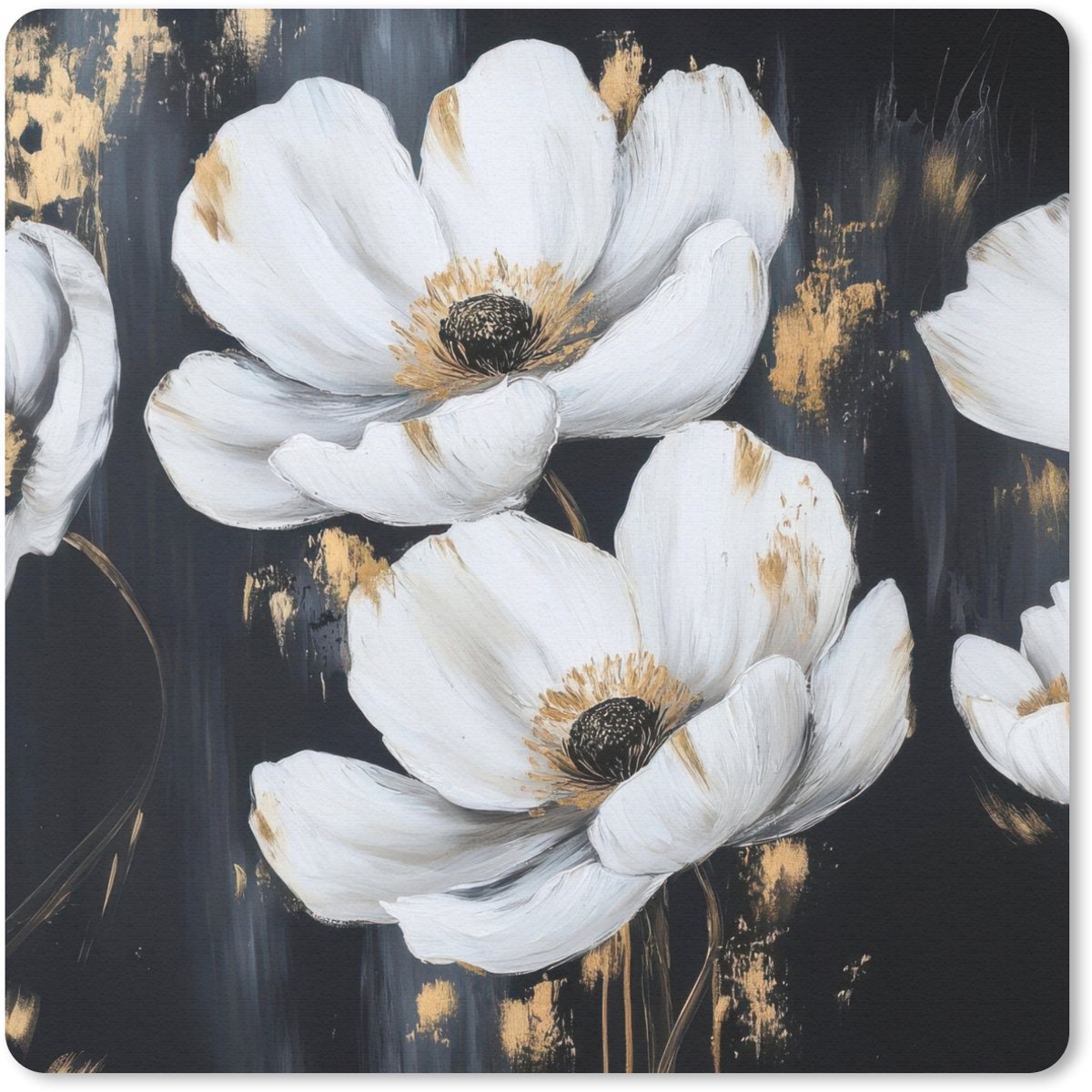 Muismat 30x30 cm - Mousepad Bloemen - Wit - Abstract - Muismatten