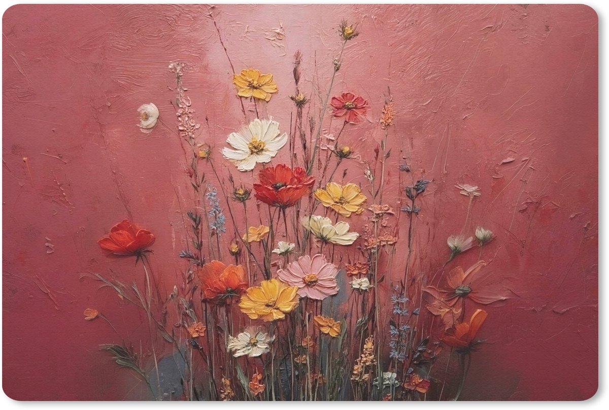 Muismat 27x18 cm - Mousepad Bloemenboeket - Diepte - Tastbare textuur - Muismatten
