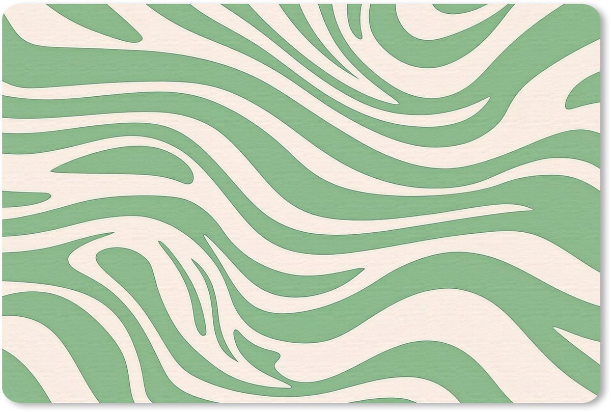 Muismat 27x18 cm - Mousepad Zebrapatroon - Groen - Retro - Muismatten