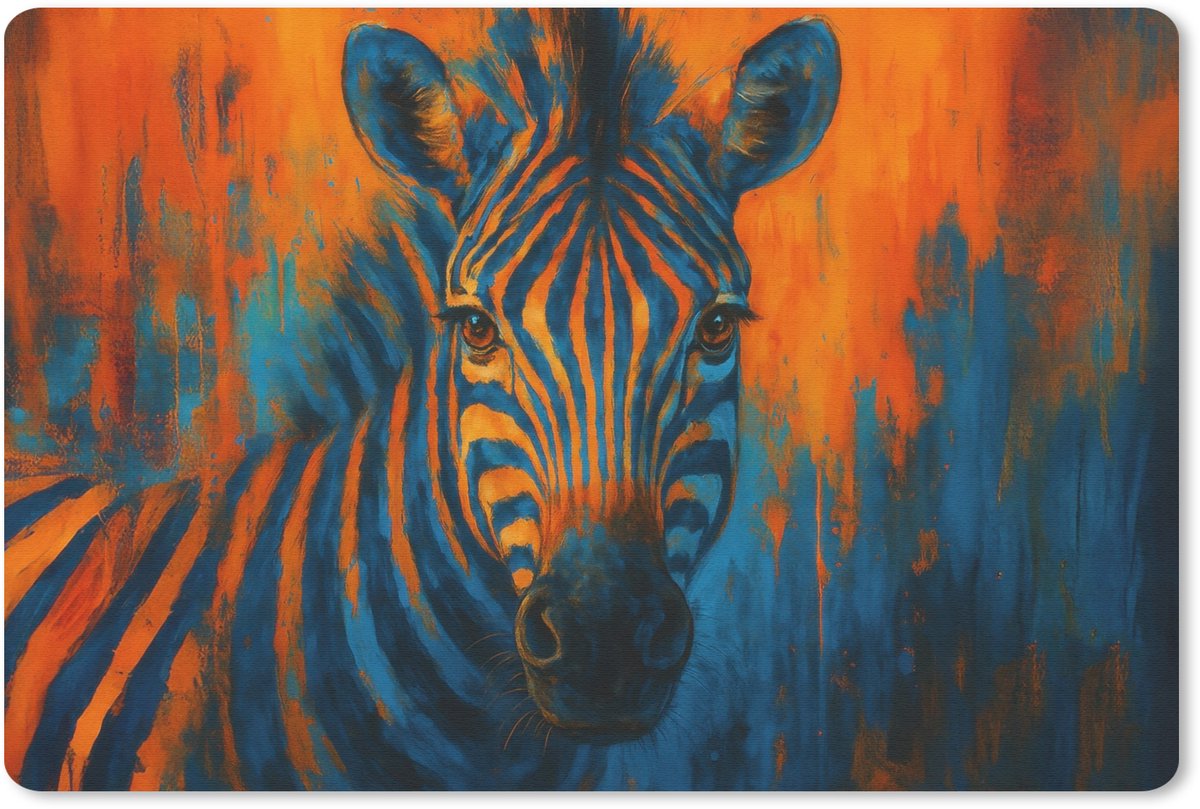 Muismat 27x18 cm - Mousepad Zebra - Abstract - Blauw - Muismatten