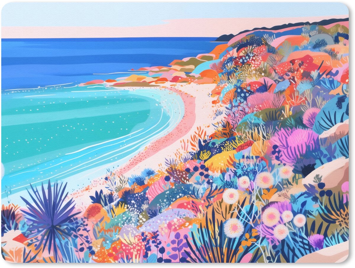 Muismat 23x19 cm - Mousepad Bloemenweide - Zee - Zomers - Muismatten