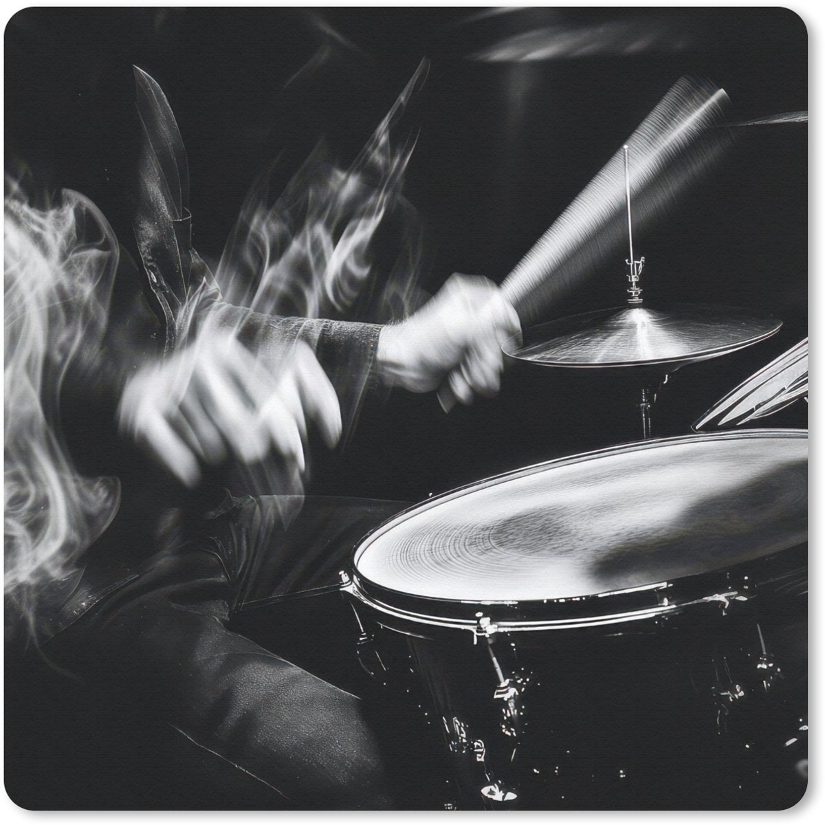 Muismat 20x20 cm - Mousepad Drummer - Zwart - Drumstel - Muismatten