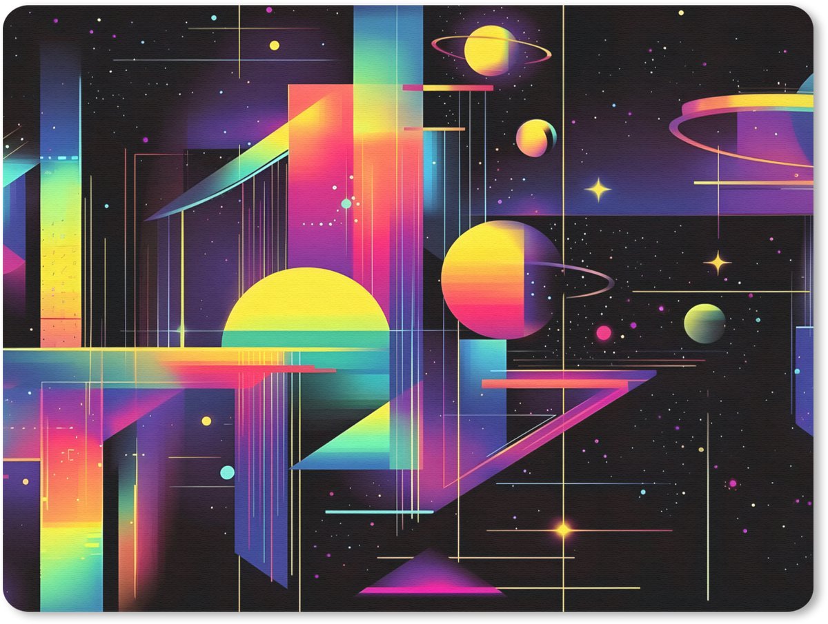 Muismat 23x19 cm - Mousepad Abstract - Vormen - Kleurrijk - Lijnen - Muismatten