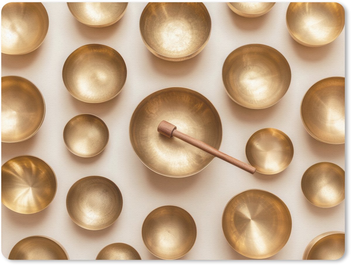 Muismat 23x19 cm - Mousepad Symmetrisch - Goud - Brons - Balans - Muismatten