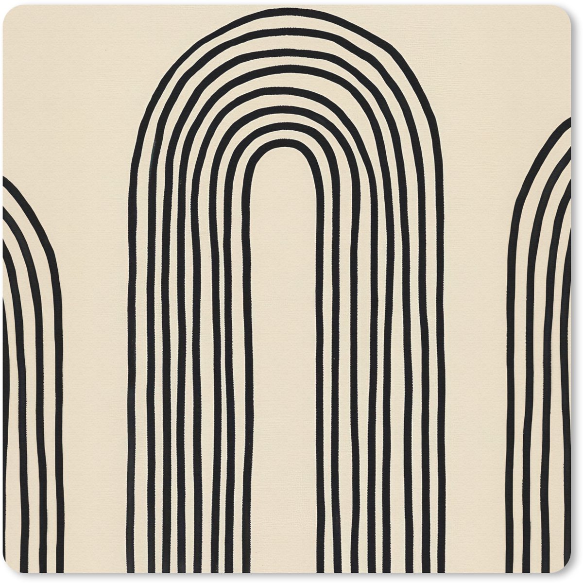 Muismat 30x30 cm - Mousepad Boogvormen - Zwart - Strak - Muismatten