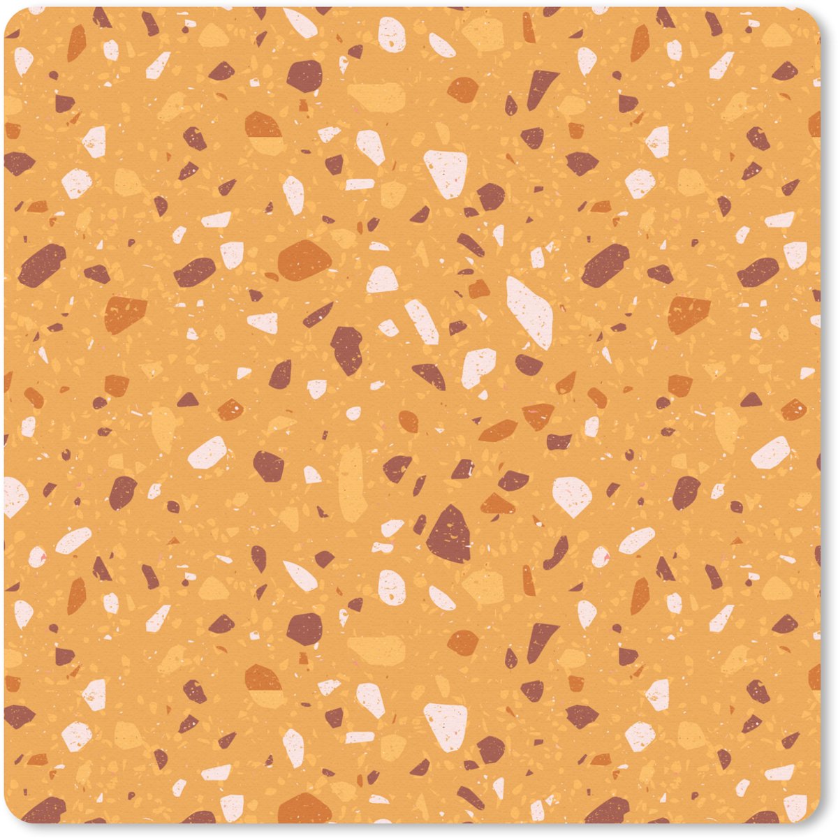 Muismat 20x20 cm - Mousepad Terrazzo - Patroon - Okergeel - Muismatten