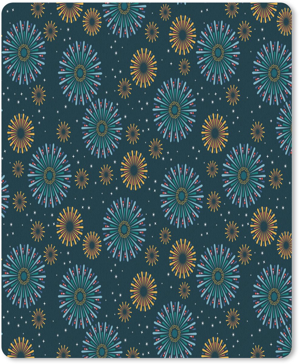 Muismat 19x23 cm - Mousepad Blauw - Patroon - Retro - Muismatten