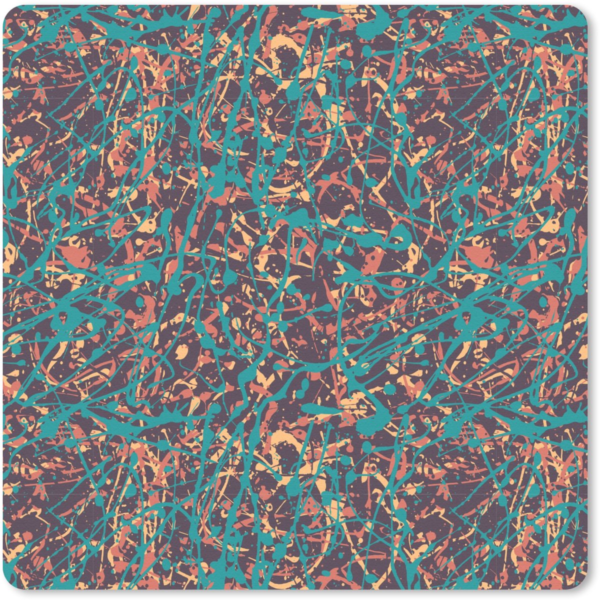 Muismat 30x30 cm - Mousepad Spat - Abstract - Oranje - Groen - Muismatten