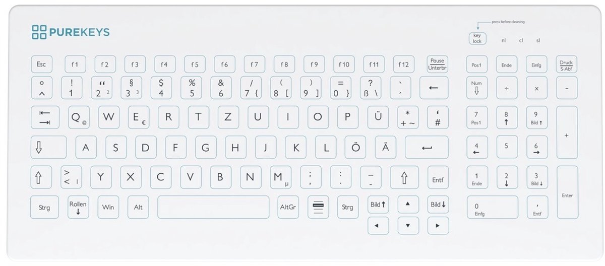 Purekeys medisch toetsenbord Compact Fixed Angle DE wit