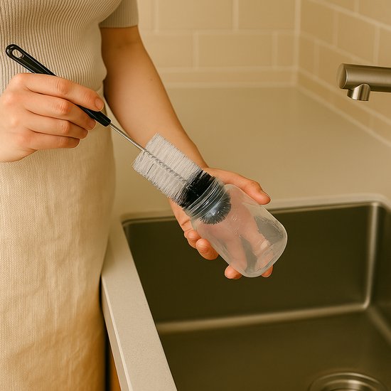 Flessenborstel Set 5-delig - Flessenreiniger voor Babyfles, Thermosfles, Waterfles en Karaffen - Lange Flessenborstels - Met Ophangoog van Merkloos — afbeelding 3