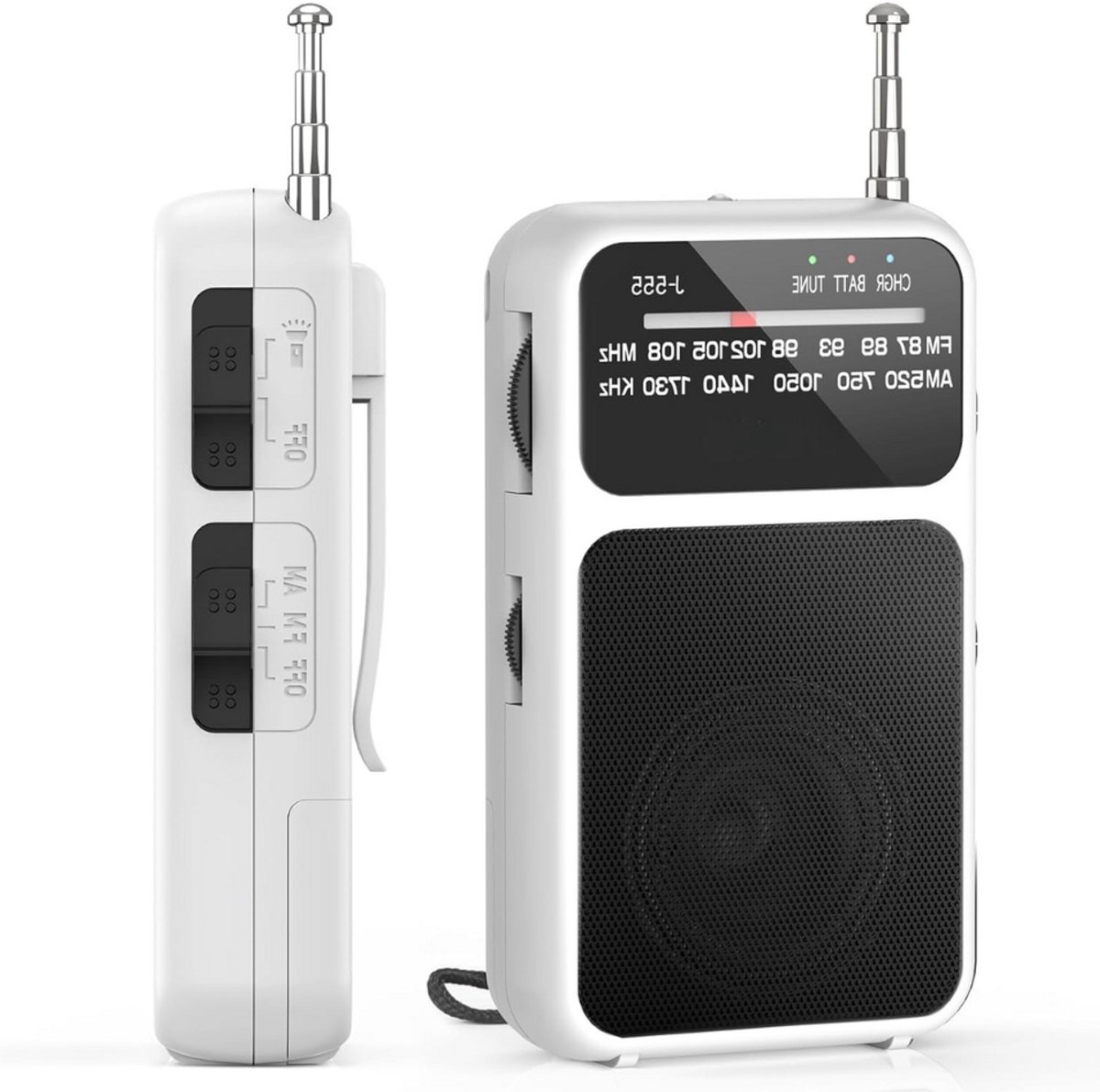 Transistor Radio Op Batterijen - Transister FM AM - Draagbare Mini Noodradio - Radio Voor Rampen - Pocket Radio Speler – Wit