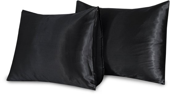 Beauty Silk - Kussenslopen - 60x70 - 2 stuks - zwart