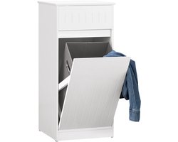 SoBuy BZR110-W Badkamerkast - Witte Opbergkast met Lade & Houtcomposiet