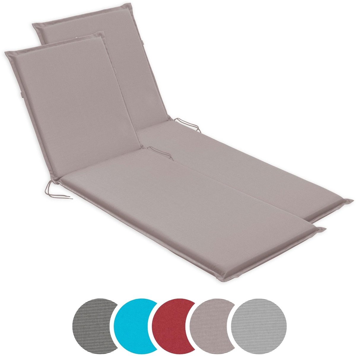 sleepling 190 x 58 cm ligbedkussen | set van 2 | kussen voor tuinligbed | met bevestigingsbanden | Made in EU | afneembare hoes van polyester, wasbaar op 30 graden | taupe