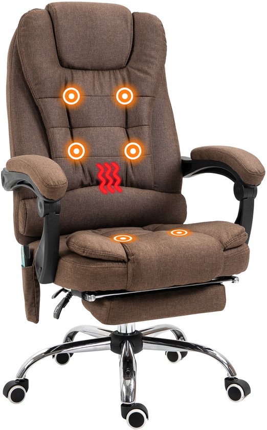 Vinsetto-Massage Bureaustoel-Revêtement en lin (100% - Vinsetto-Massage - €163,22