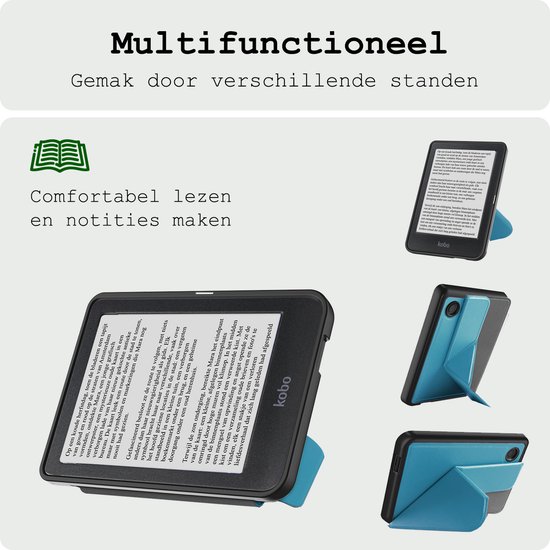 Hoes Geschikt voor Kobo Clara BW Hoesje Bookcase Cover Hoes Trifold - Hoesje Geschikt voor Kobo Clara BW Hoes Cover Case - Turquoise van Merkloos — afbeelding 3