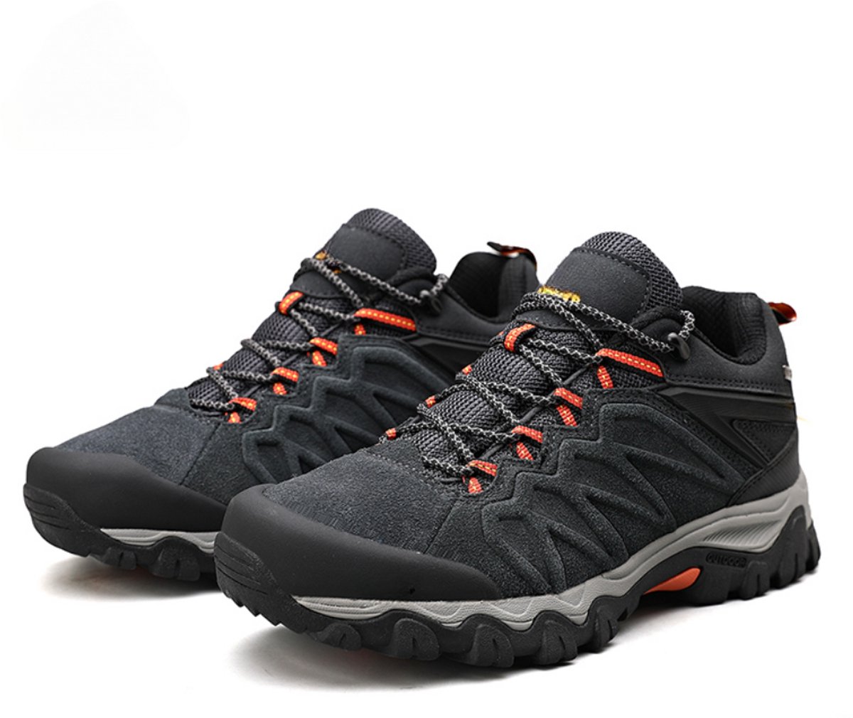 Wandelschoenen - Waterdicht - Lederen - Hicking schoenen - Berg schoenen - Wandelschoenen heren - Grijs/Rood - Maat 41
