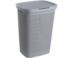 Ezystorage Kunststof wasmand met deksel - Grijs - 57 liter