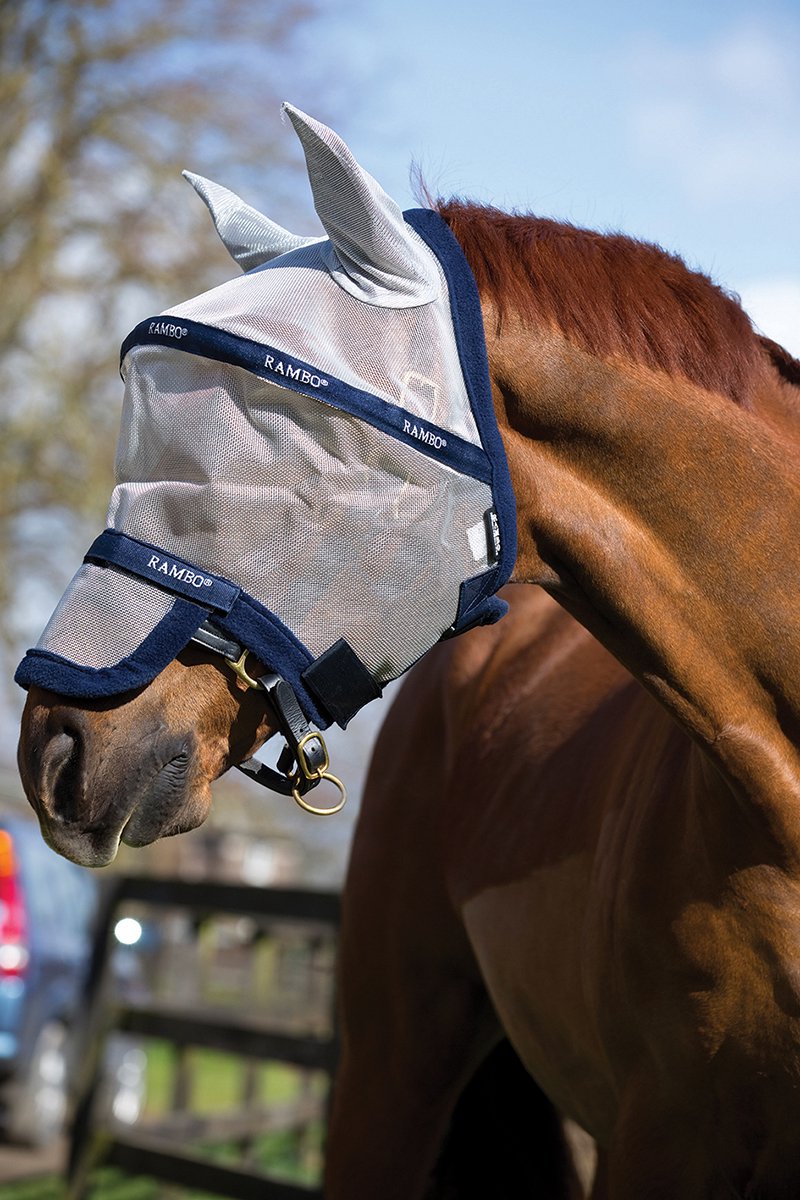 Horseware Vliegenmasker Horseware Rambo Plus Zilver-blauw - PAARD