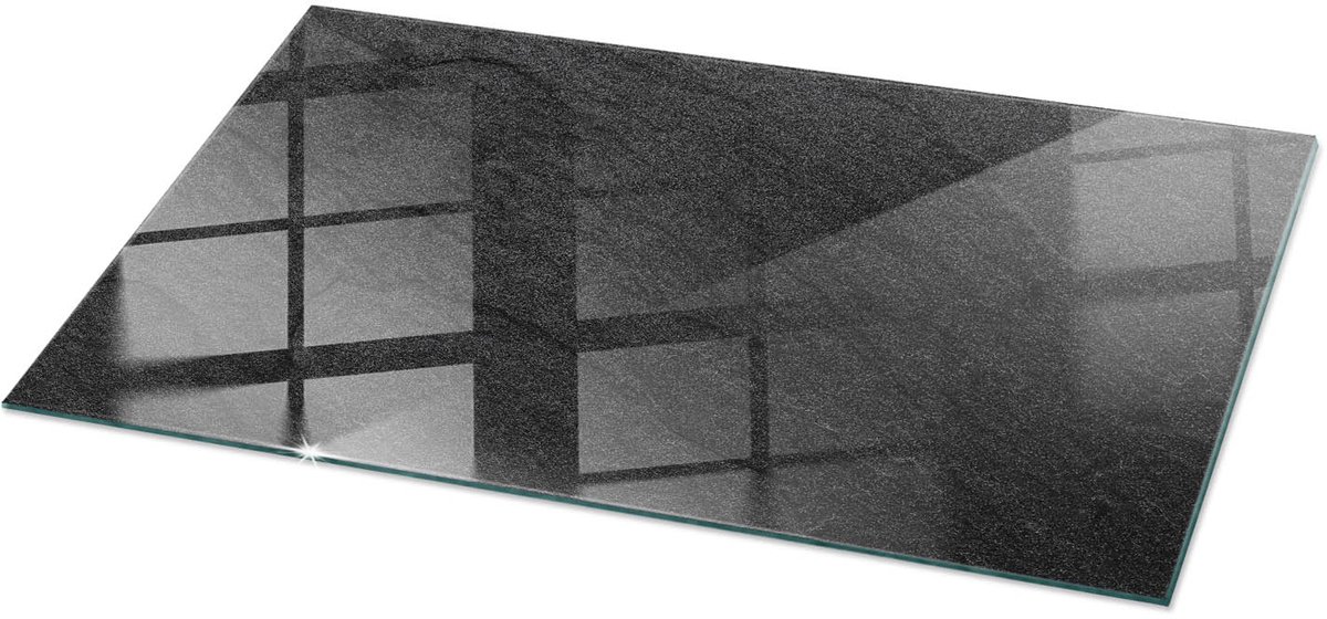 Tulup Tafelblad Glas - Natuursteen Textuur Glasplaat Tafel - 120 cm x 60 cm - Zwart Veiligheidsglas - Rechthoekig Tafelblad Glas - Glazen Tafelblad voor de Woonkamer - Glazen Tafelblad