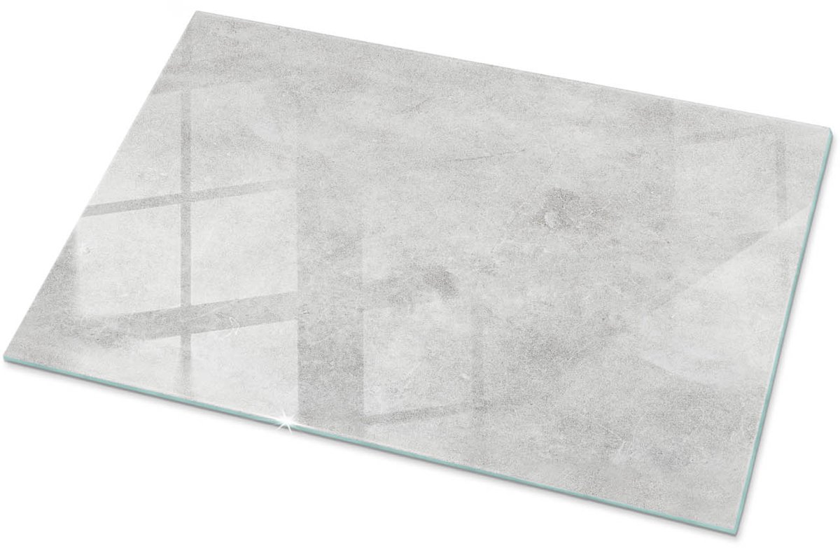 Tulup Tafelblad Glas - Betontextuur Met Scheuren Glazen Plaat - 100 cm x 70 cm - Grijs Glasplaat Tafel - Rechthoekig Tafelblad Glas - Gehard Glazen Tafelblad Voor de Eettafel in de Eetkamer - Gehard Glas