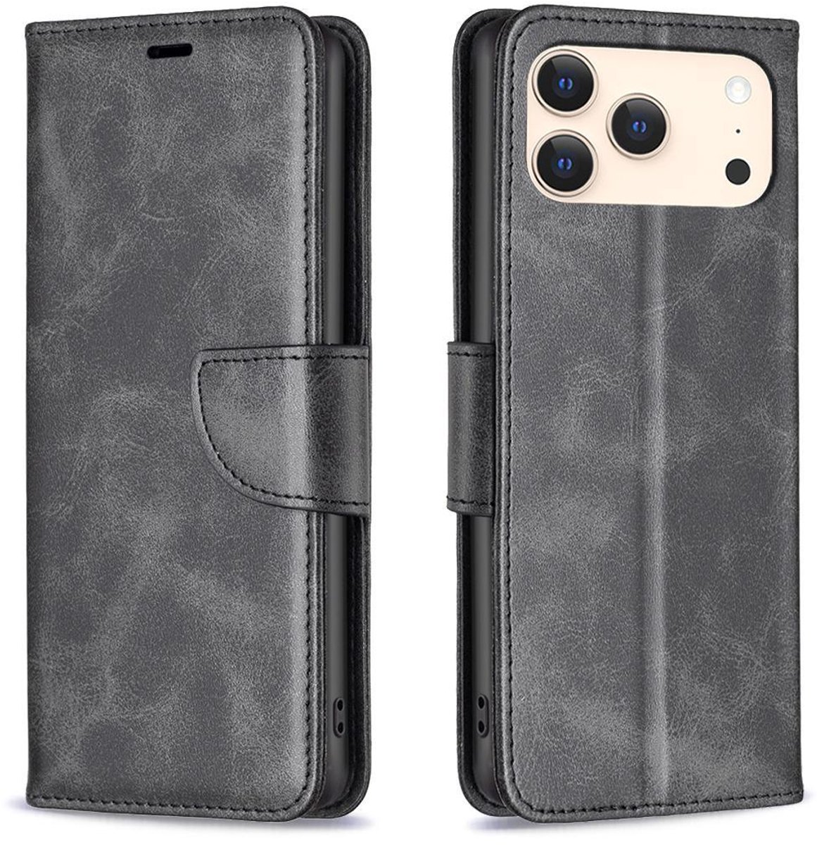Mobigear Telefoonhoesje geschikt voor Apple iPhone 17 Pro Max Hoesje | Mobigear Excellent Bookcase Portemonnee | Pasjeshouder voor 3 Pasjes | Telefoonhoesje voor Pinpas / OV Kaart / Rijbewijs - Zwart