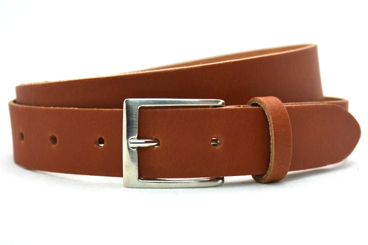 3cm cognac riem - damesriem/herenriem - cognac - 100% leder - Maat 85 - Totale lengte riem 100 cm
