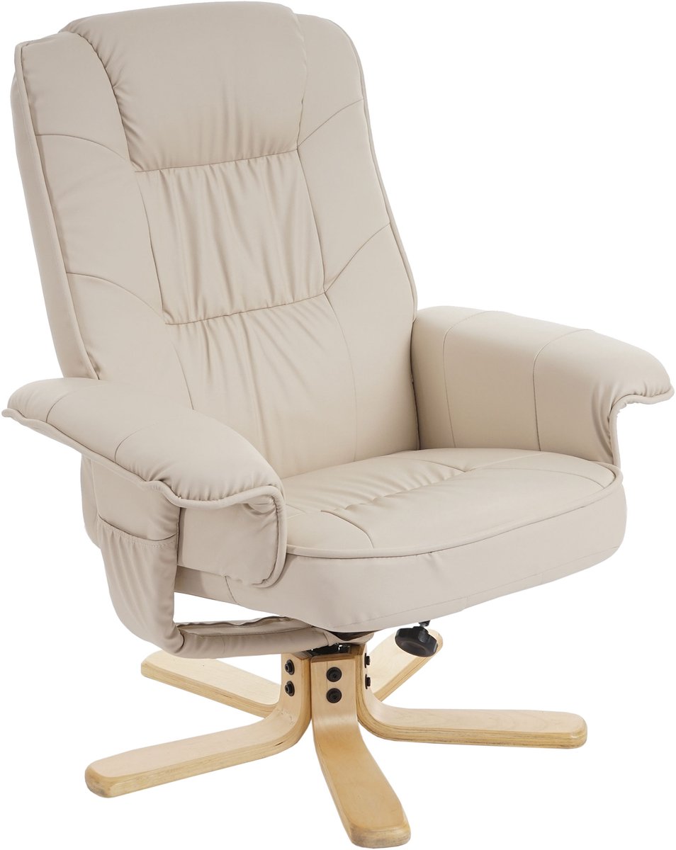 MCW Relaxfauteuil Televisiefauteuil Fauteuil zonder voetenbank M56 Kunstleer MVG-gecertificeerd ~ crème