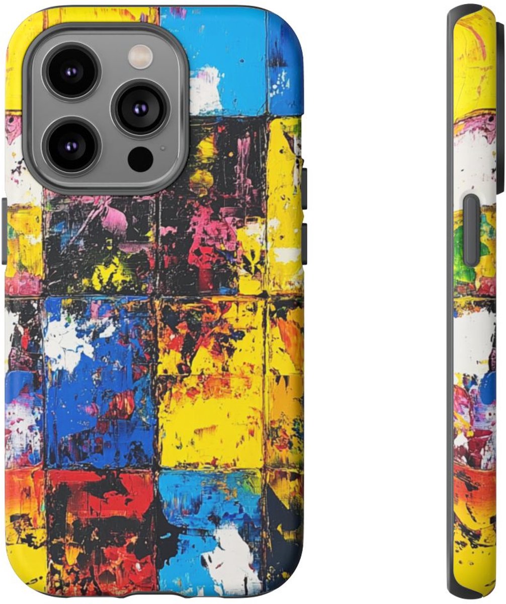 Abstracte Kleurrijke Vierkanten – Telefoonhoesje Geschikt voor iPhone 14 Pro