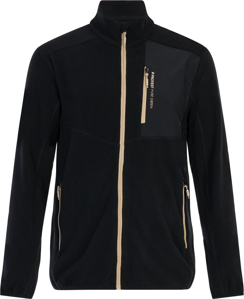 Protest Prtpallas Fleece vest Heren Lange mouwen Outdoor Ritssluiting Zwart