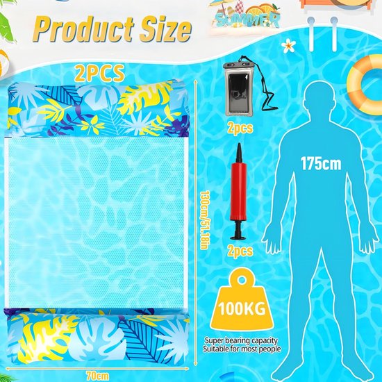 Unyqoos® Veelzijdige Waterhangmat Set voor Volwassenen met Ergonomisch Ontwerp en Waterdichte Telefoonhoes van Unyqoos — afbeelding 2