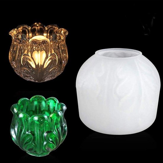 FineInno 2 stuks Kandelaar Hars Mallen Tealight Candle Holder Resin