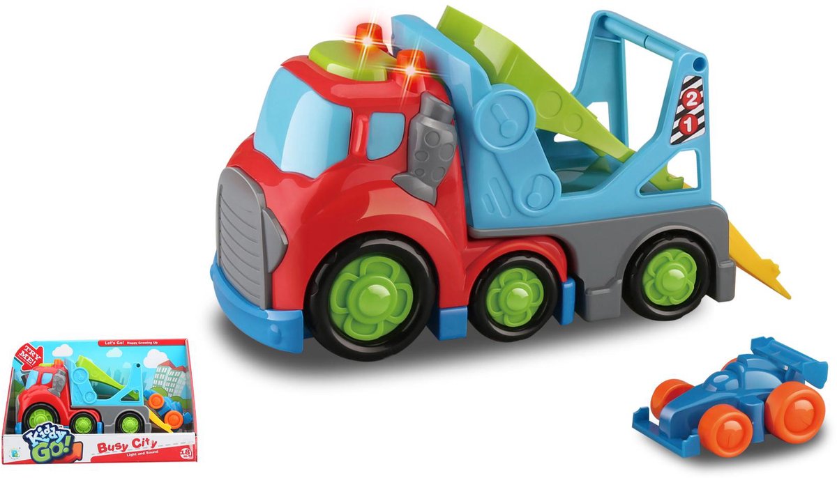 KiddyGo auto transporter speelgoed met licht en geluid - 19,5 cm - multicolor.
