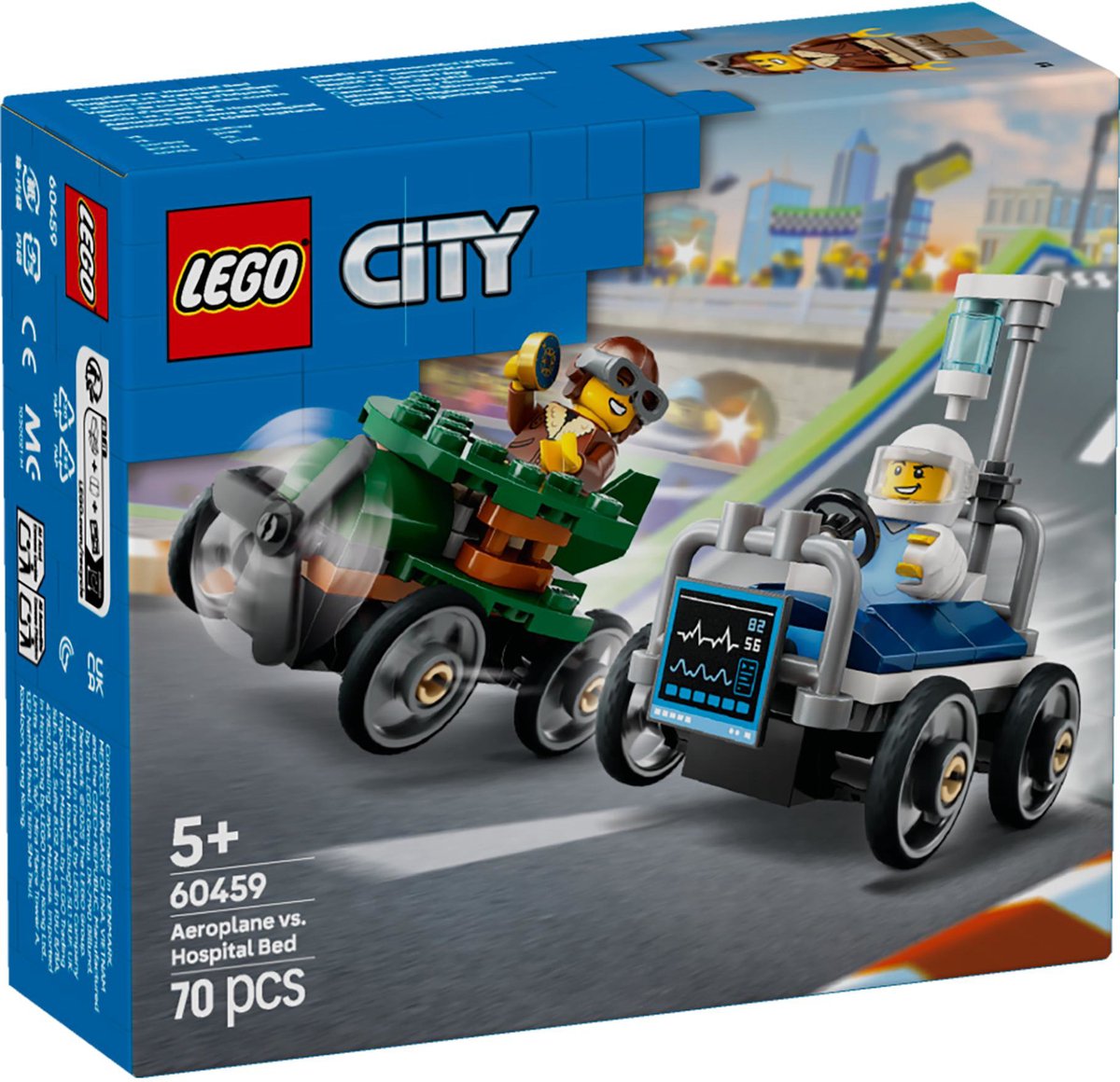 LEGO 60459 City Great Vehicles Raceautopakket:  vliegtuig vs. ziekenhuisbed