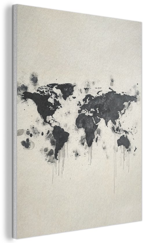murando Akoestisch Schilderij Wereldkaart 225x112 cm foto met akoestisch schuim Wandafbeelding 5 delen Afdrukken op Vlies Canvas Wandfoto Kunstdruk Paneel Geluidsabsorptie Kaart Houtlook k C 0123 b m