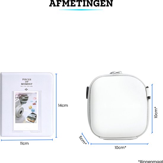 Somstyle Set Accessoires de vêtements pour bébé de Luxe adapté pour Fujifilm Instax Mini 12 – Étui étanche avec sangle de transport et plus encore – Wit