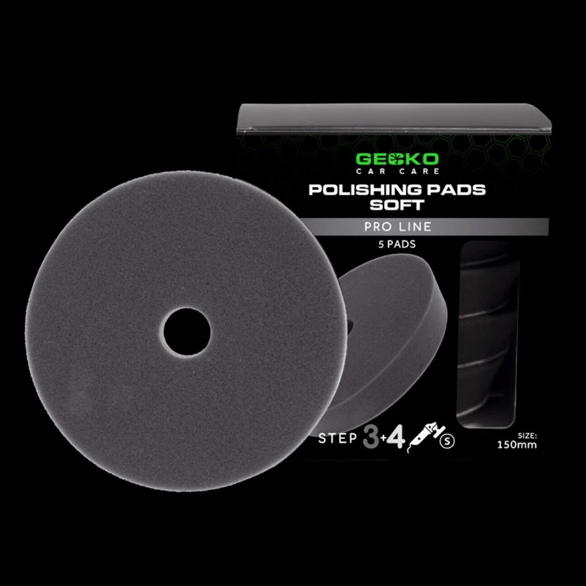 Gecko Polijstpads Soft Zwart 150mm 5 Stuks