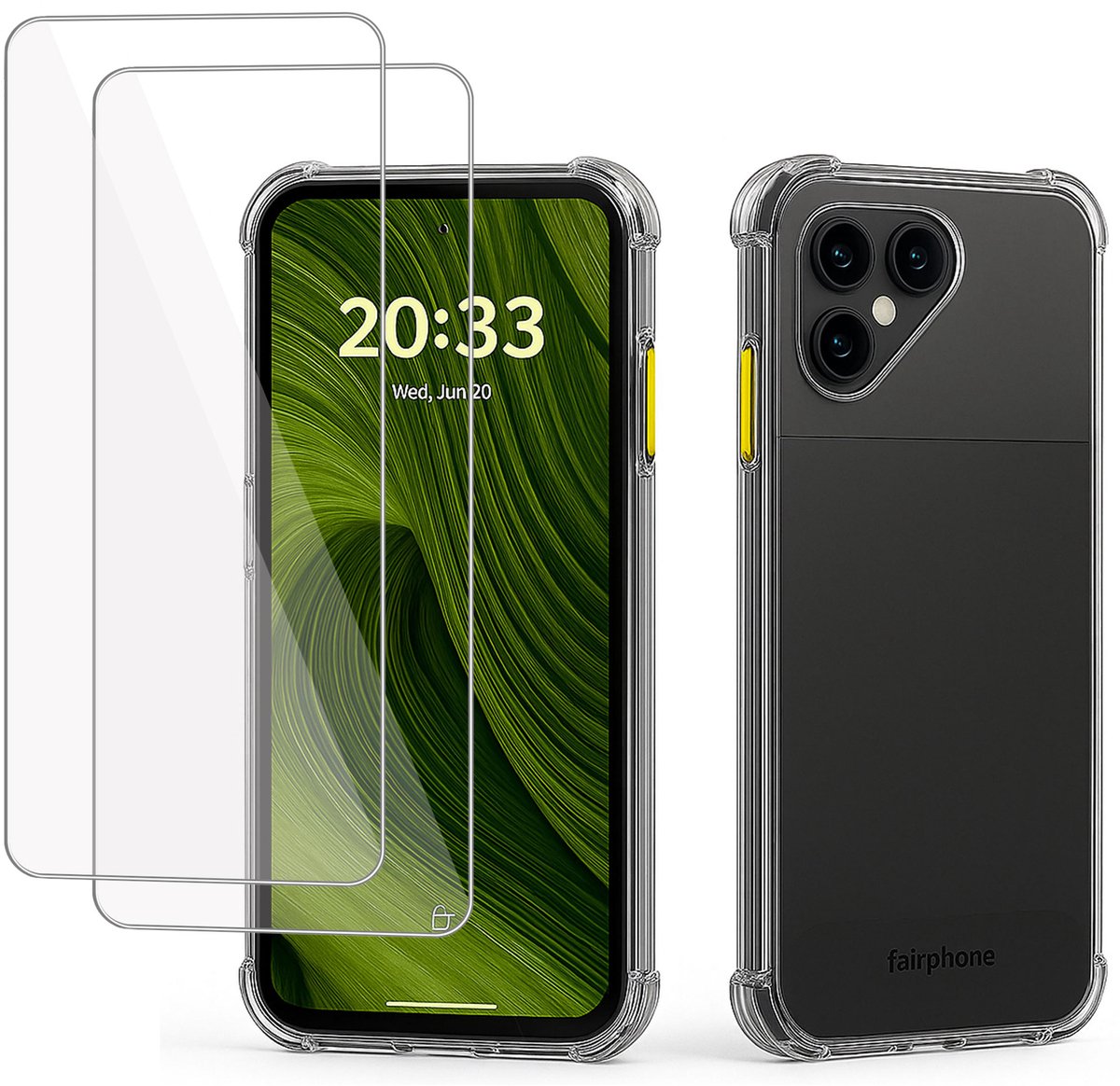 TechNow Hoesje + 2x Screenprotector geschikt voor Fairphone 6 Hoesje Screenprotector - Tempered Glass - Extreme Shock Case Transparant