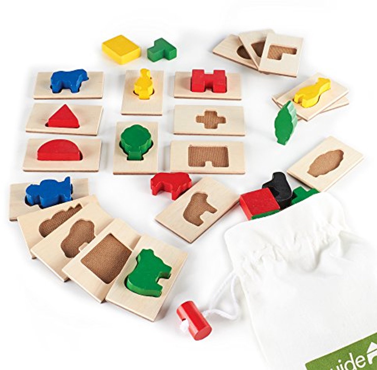 Guidecraft educatief spel 3D Feel & Find - multicolor houten puzzel.