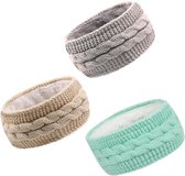 3 stuks gebreide winter hoofdbanden voor dames - elastische haarbanden met oorwarmers - verdikte haarbanden - beauty accessoires