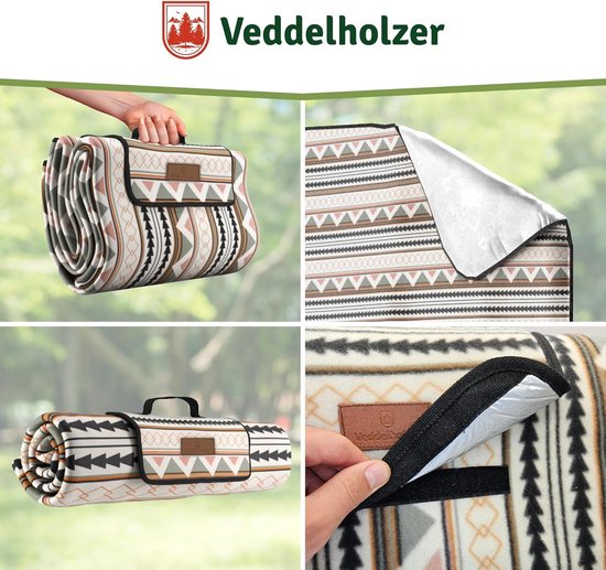 Boho picknickdeken waterdicht zandbestendig XXL geïsoleerd 200 x 200 cm