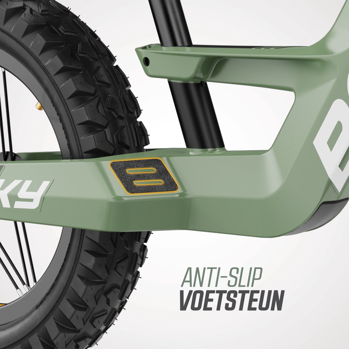 BERG Biky Cross Green Loopfiets - 12 inch - Met handrem - Lichtgewicht frame van magnesium - Verstelbaar zadel - 2,5+ Jaar - Groen — afbeelding 9