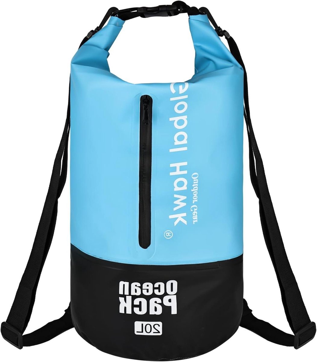 20 liter waterdichte tas dry bag met verstelbare schouderriem - blauw